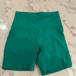 Green Lululemon biker shorts